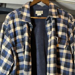 LL Bean Sherpa Lined Flannel- Size Large
